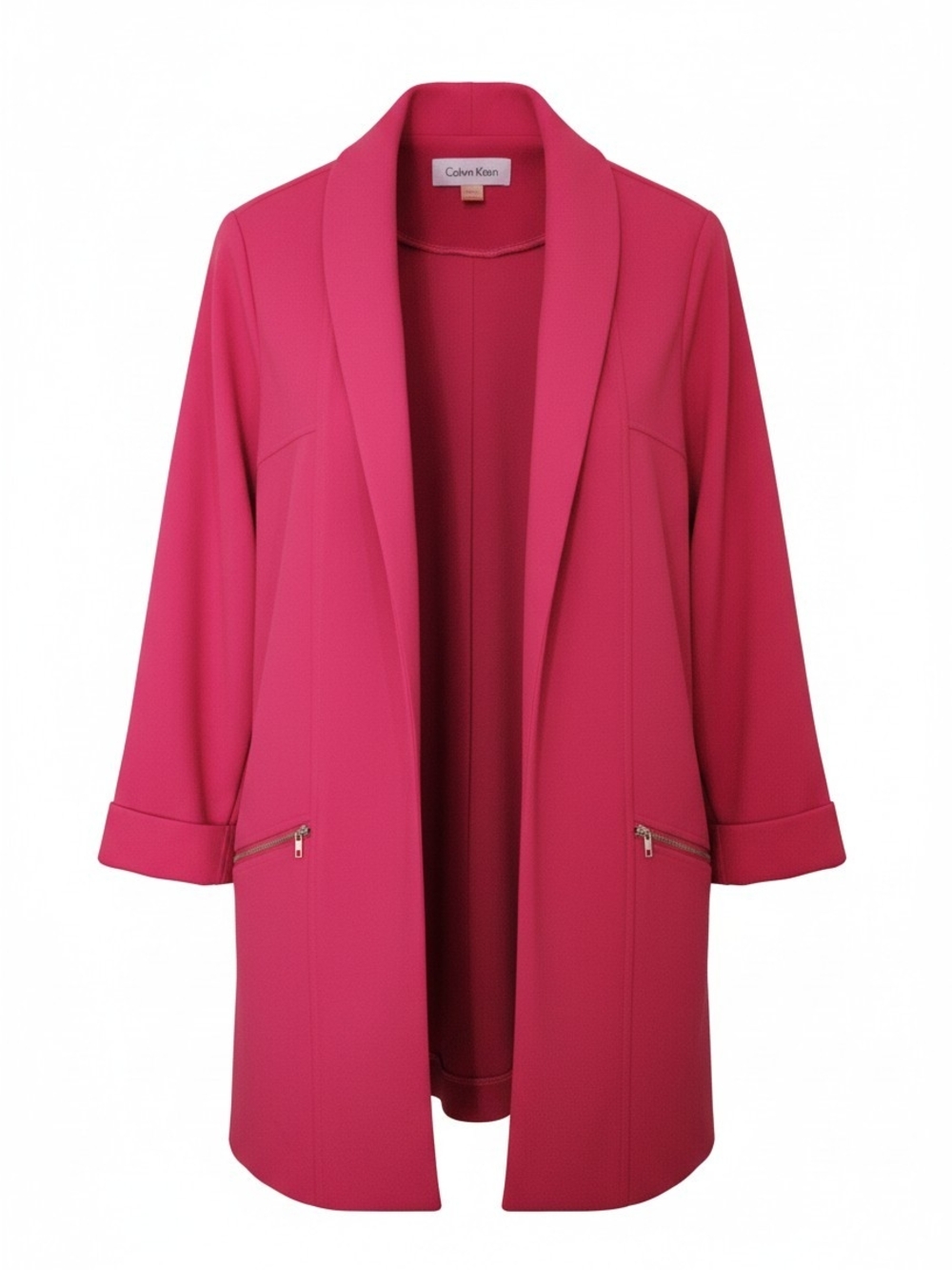 Calvin Klein Women's Pink Open-Front Long Blazer Jacket